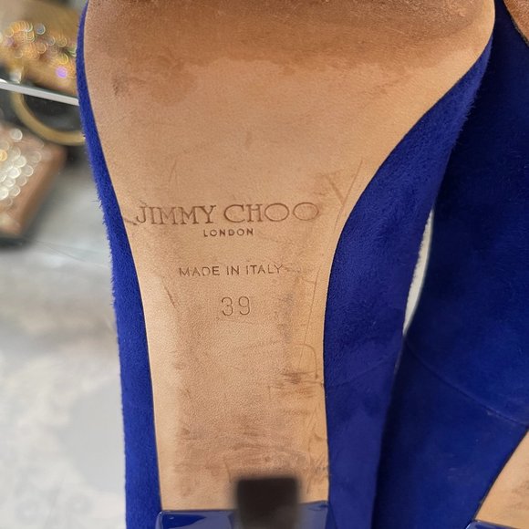 JIMMY CHOO Blue Suede Leather Pointed Toe Pumps/Heels - Picture 10 of 11